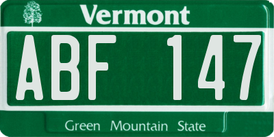 VT license plate ABF147