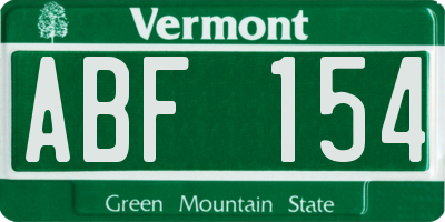 VT license plate ABF154