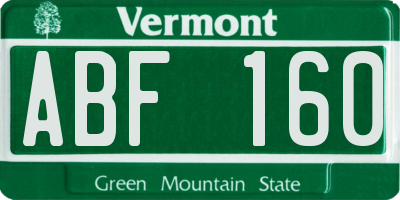 VT license plate ABF160