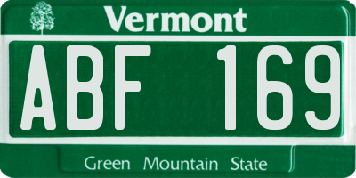 VT license plate ABF169