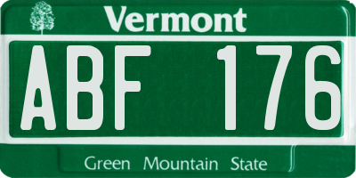 VT license plate ABF176