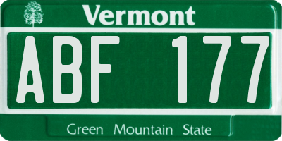 VT license plate ABF177