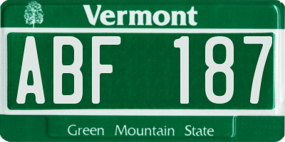 VT license plate ABF187
