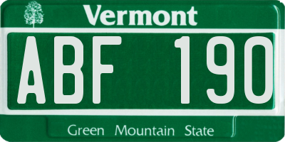 VT license plate ABF190