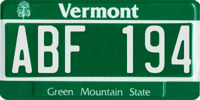 VT license plate ABF194