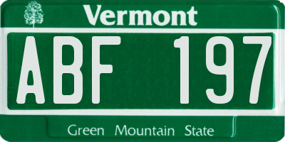 VT license plate ABF197