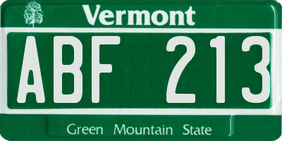 VT license plate ABF213