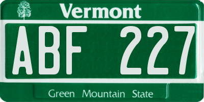 VT license plate ABF227