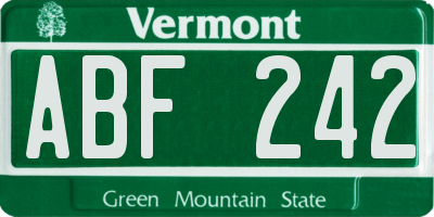 VT license plate ABF242