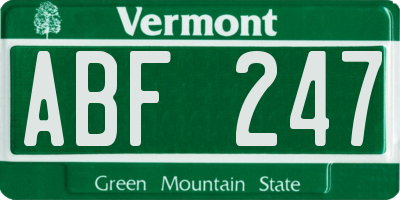 VT license plate ABF247