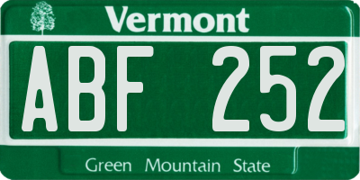 VT license plate ABF252