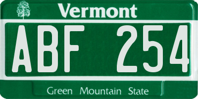 VT license plate ABF254