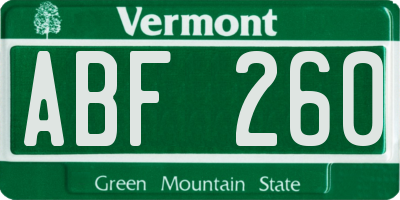 VT license plate ABF260