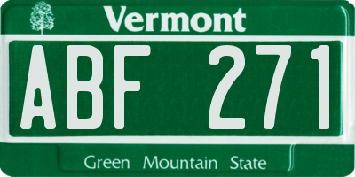 VT license plate ABF271