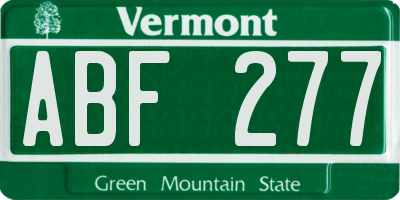 VT license plate ABF277