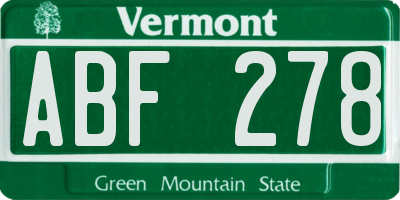 VT license plate ABF278