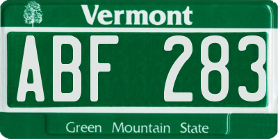 VT license plate ABF283