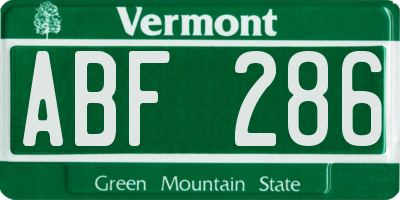 VT license plate ABF286