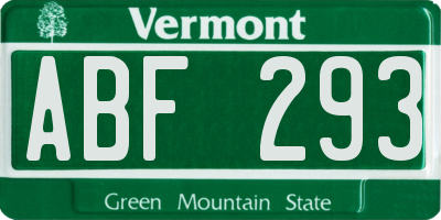 VT license plate ABF293