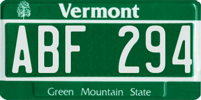 VT license plate ABF294