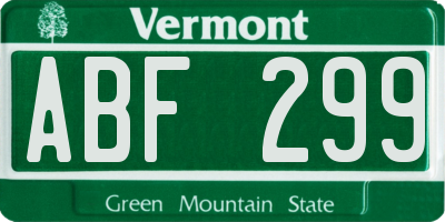 VT license plate ABF299