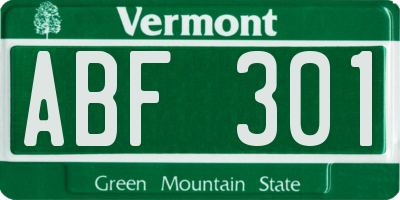 VT license plate ABF301