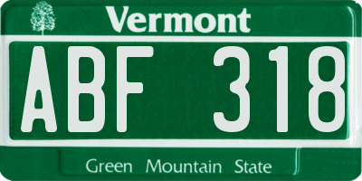 VT license plate ABF318