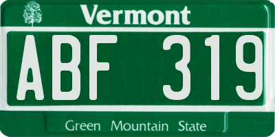 VT license plate ABF319