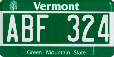 VT license plate ABF324