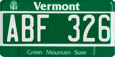 VT license plate ABF326