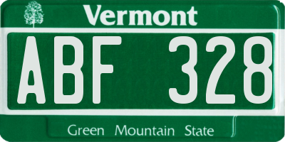 VT license plate ABF328