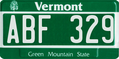 VT license plate ABF329