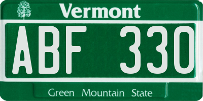 VT license plate ABF330