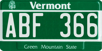 VT license plate ABF366