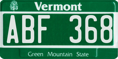 VT license plate ABF368