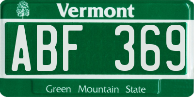 VT license plate ABF369