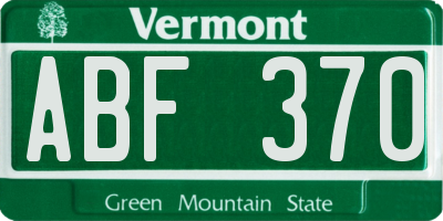 VT license plate ABF370