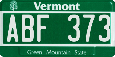 VT license plate ABF373