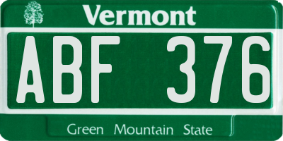 VT license plate ABF376