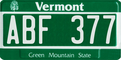 VT license plate ABF377