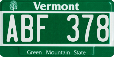 VT license plate ABF378