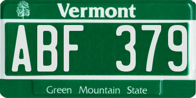 VT license plate ABF379