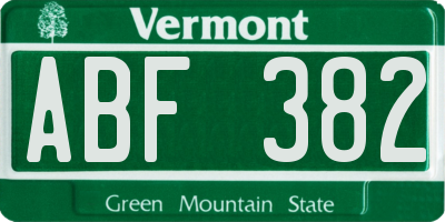 VT license plate ABF382