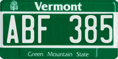 VT license plate ABF385