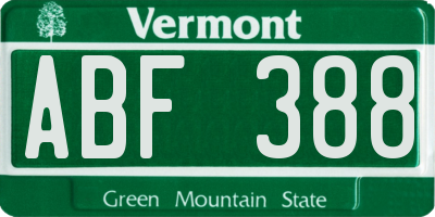 VT license plate ABF388