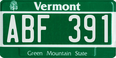 VT license plate ABF391