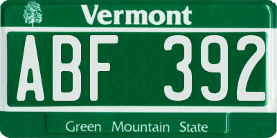 VT license plate ABF392