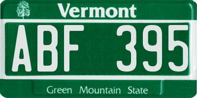 VT license plate ABF395