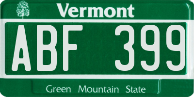 VT license plate ABF399