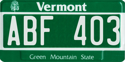 VT license plate ABF403